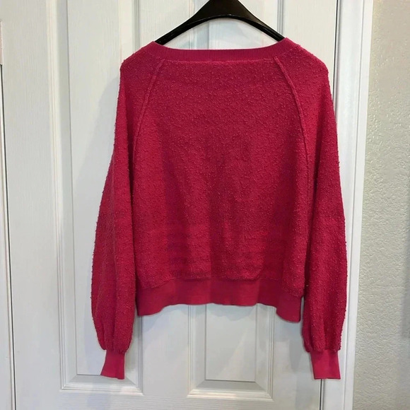 Free People Found My Friend Pullover Pink Fuzzy Soft Crewneck Sweatshirt Small - Picture 6 of 13